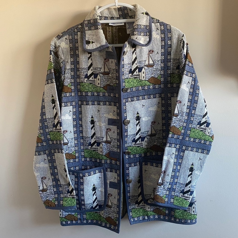 SOLD Lighthouse Sailboat Landscape Jacket